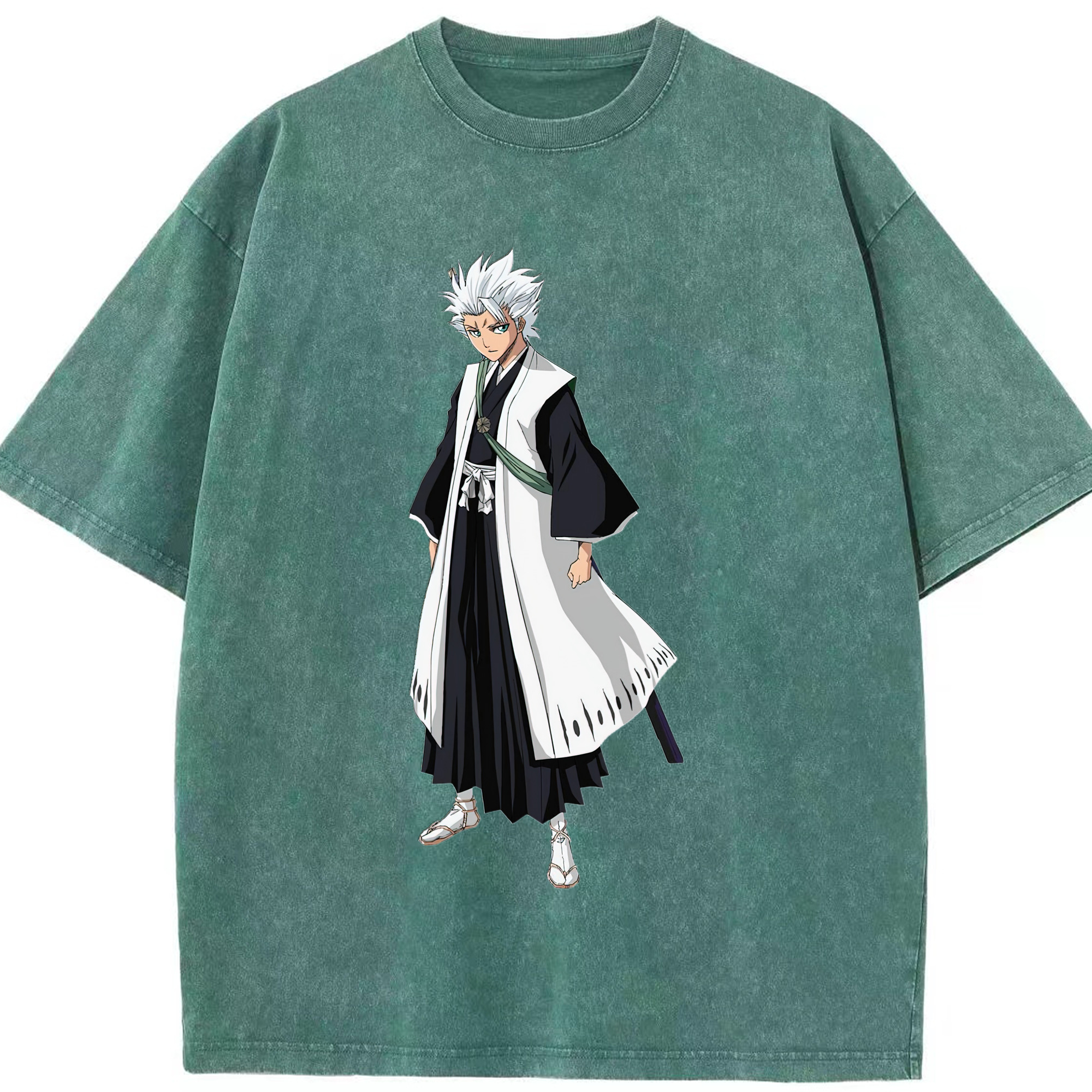 （画像用） ブリーチ 日番谷冬獅郎（ひつがや とうしろう） BLEACH Hitsugaya Toushirou 綿100% ヴィンテージ風 半袖Tシャツ（フロントプリント）